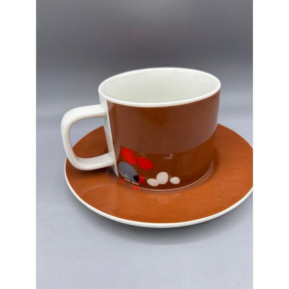 Vtg Moda Miam Miam Stone Series Brown Red Tea Cup Mug Saucer Set Abstract MCM - Picture 5 of 8